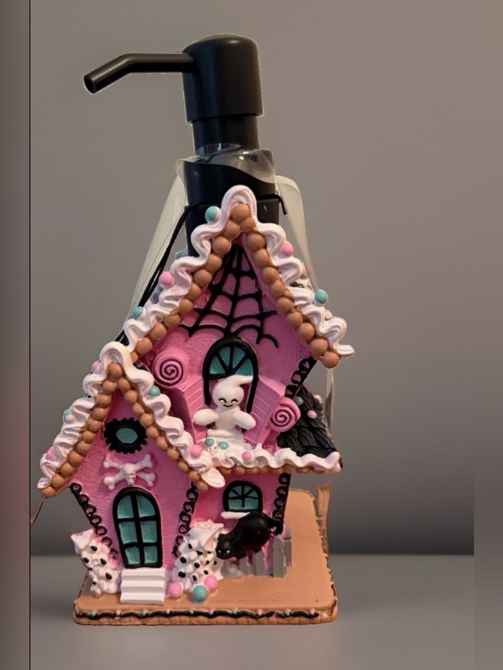 Pink Haunted House Soap Dispenser Bottle - Cute Halloween Bath Accessory NWT